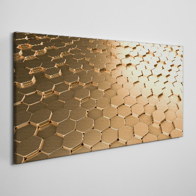 Gold hexagons on glass Canvas Wall art