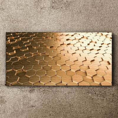 Gold hexagons on glass Canvas Wall art