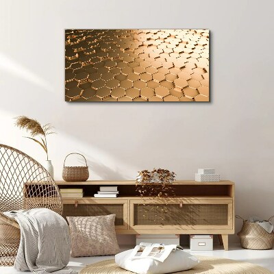 Gold hexagons on glass Canvas Wall art