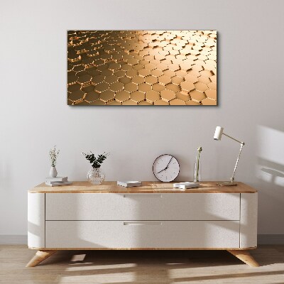Gold hexagons on glass Canvas Wall art