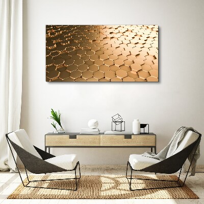 Gold hexagons on glass Canvas Wall art