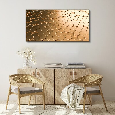 Gold hexagons on glass Canvas Wall art