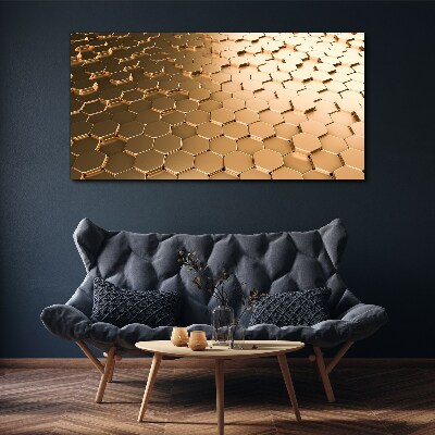 Gold hexagons on glass Canvas Wall art