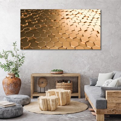 Gold hexagons on glass Canvas Wall art