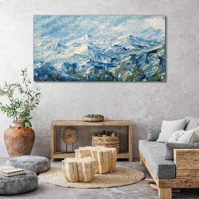 Painting winter mountains Canvas Wall art