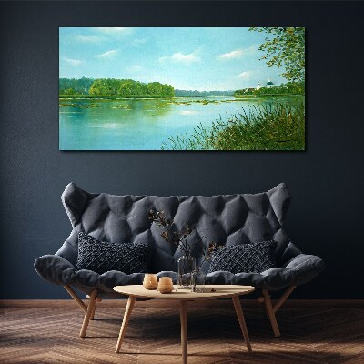 Nature forest lake Canvas Wall art