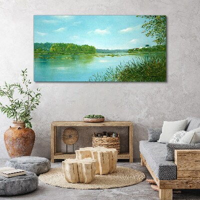 Nature forest lake Canvas Wall art