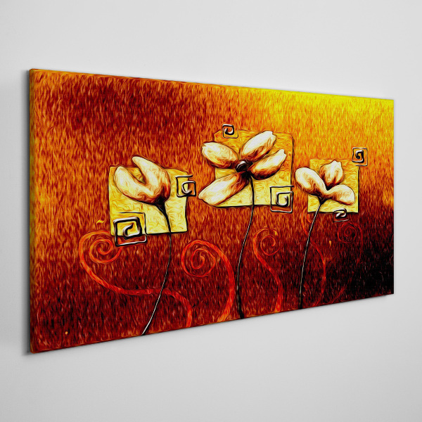 Flowers against the fire Canvas Wall art