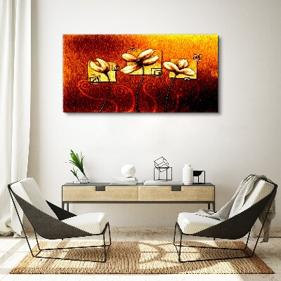 Flowers against the fire Canvas Wall art