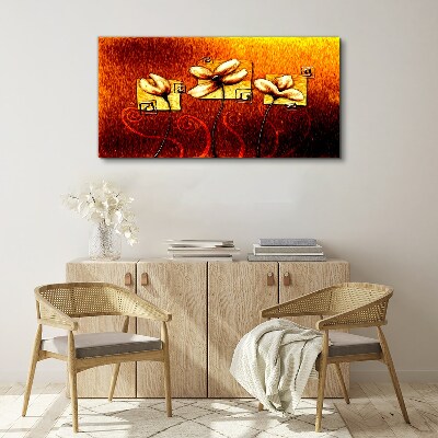 Flowers against the fire Canvas Wall art