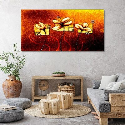 Flowers against the fire Canvas Wall art