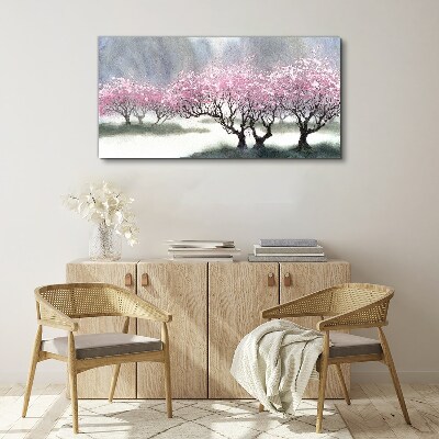Blossoming trees in the spring haze Canvas Wall art