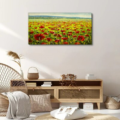 Painting meadow flowers poppies Canvas Wall art