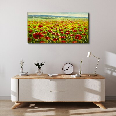 A field of poppies in the sun Canvas Wall art
