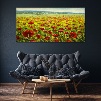 A field of poppies in the sun Canvas Wall art