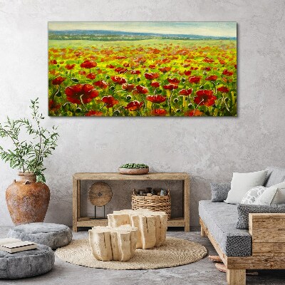 Painting meadow flowers poppies Canvas Wall art