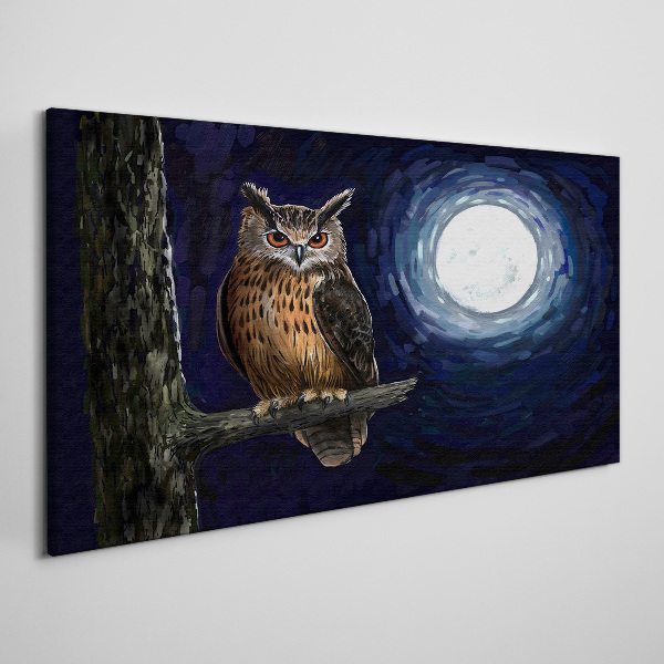 Owl in the moonlight Canvas Wall art