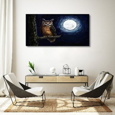 Owl in the moonlight Canvas Wall art