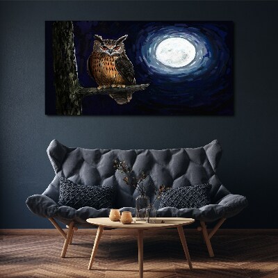 Owl in the moonlight Canvas Wall art