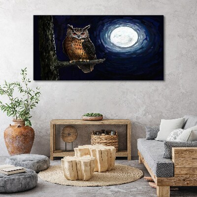 Owl in the moonlight Canvas Wall art