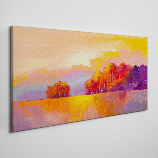 Colorful sunset over the meadow Canvas Wall art