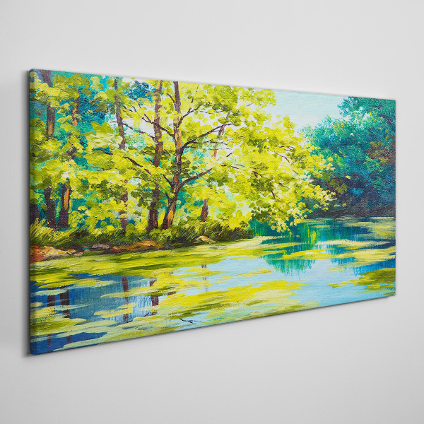 Summer scenery by the lake Canvas Wall art