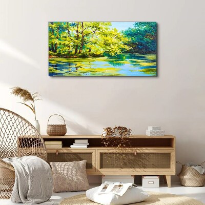 Summer scenery by the lake Canvas Wall art