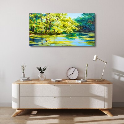 Summer scenery by the lake Canvas Wall art
