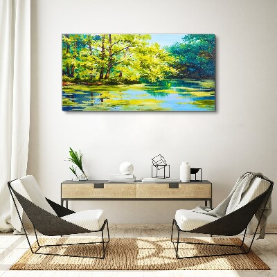Summer scenery by the lake Canvas Wall art
