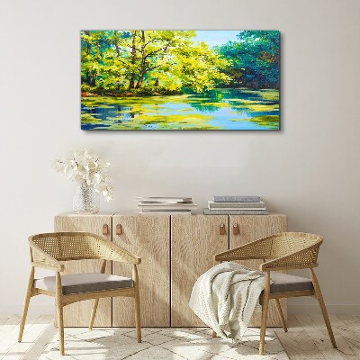 Summer scenery by the lake Canvas Wall art