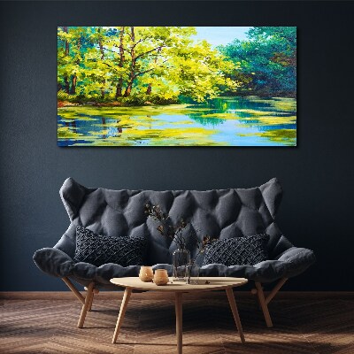 Summer scenery by the lake Canvas Wall art