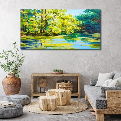 Summer scenery by the lake Canvas Wall art