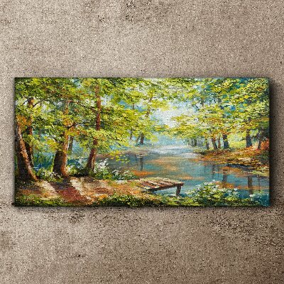 A peaceful forest landscape by the lake Canvas Wall art