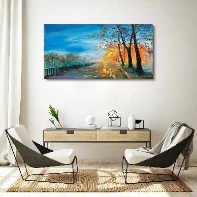 Autumn alley in the sunshine Canvas Wall art