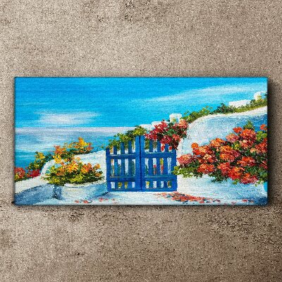 Painting flowers sea Canvas Wall art