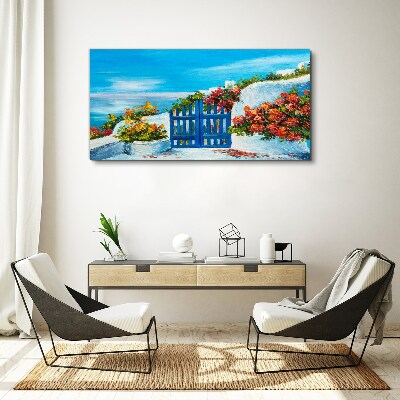 Painting flowers sea Canvas Wall art