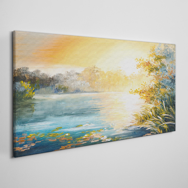 Morning calm by the river Canvas Wall art