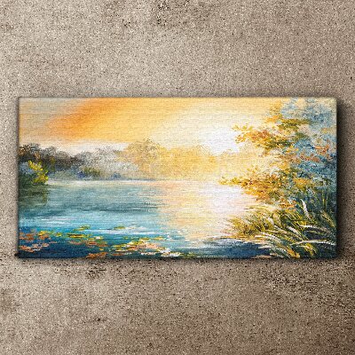 Morning calm by the river Canvas Wall art