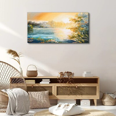 Morning calm by the river Canvas Wall art