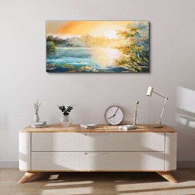 Morning calm by the river Canvas Wall art