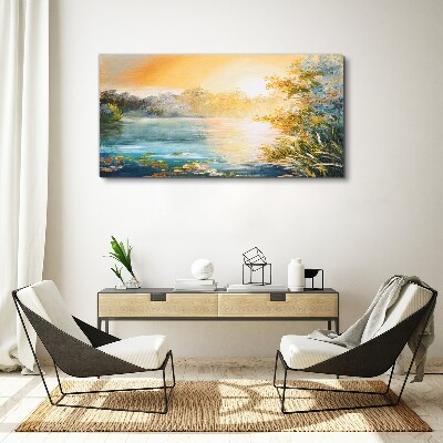 Morning calm by the river Canvas Wall art