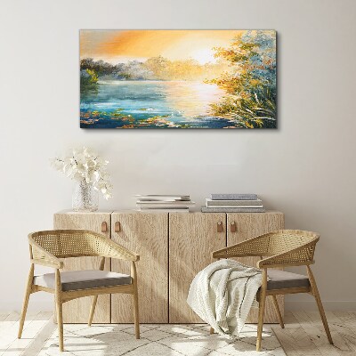 Morning calm by the river Canvas Wall art
