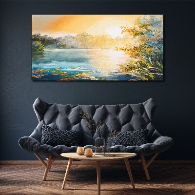 Morning calm by the river Canvas Wall art