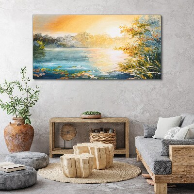 Morning calm by the river Canvas Wall art