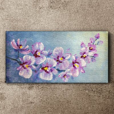 Floral orchids on blue background Canvas Wall art