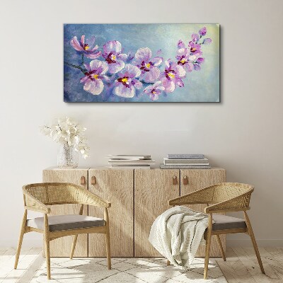 Floral orchids on blue background Canvas Wall art