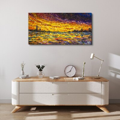 Golden hour at the lake Canvas Wall art