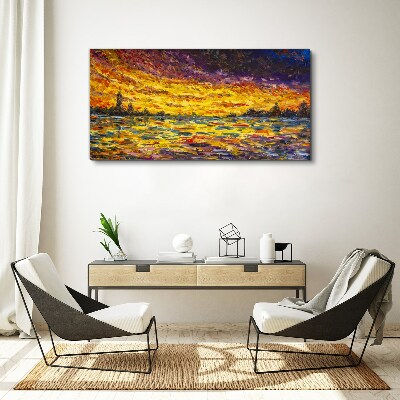Golden hour at the lake Canvas Wall art