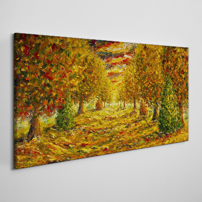 Painting nature autumn forest Canvas Wall art