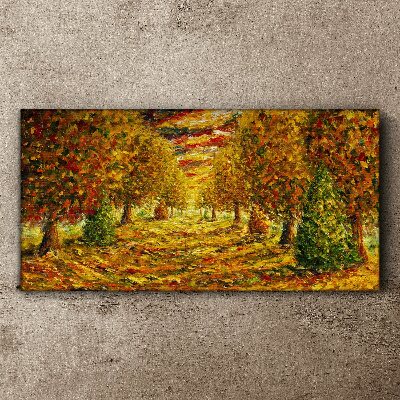 Painting nature autumn forest Canvas Wall art